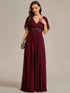Bridesmaid Gown with V Neck Lace Applique