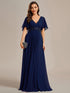 Bridesmaid Gown with V Neck Lace Applique