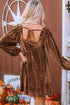 Brown Velvet Babydoll Dress with Square Neck and Tie Back