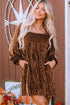 Brown Velvet Babydoll Dress with Square Neck and Tie Back