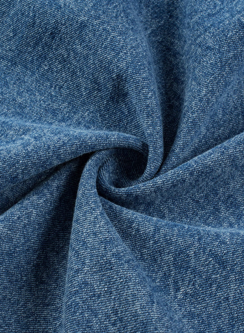 Button Short Sleeve Denim Shirt Dress