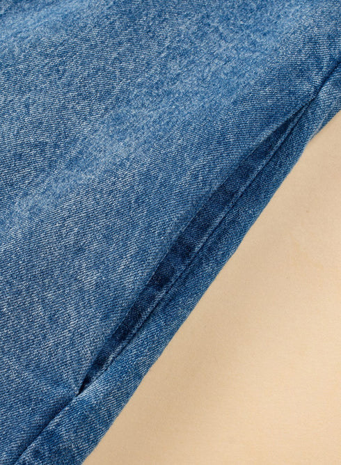 Button Short Sleeve Denim Shirt Dress