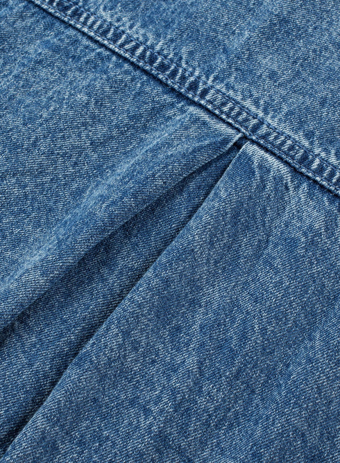 Button Short Sleeve Denim Shirt Dress