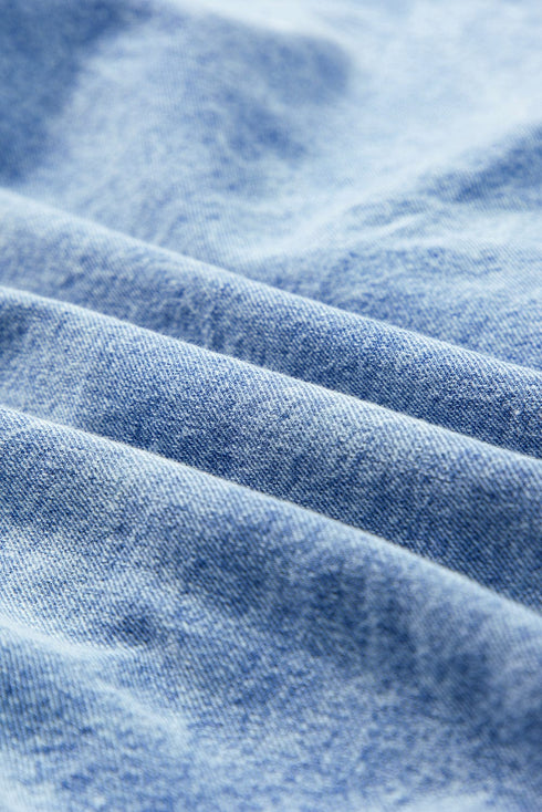 Button Short Sleeve Denim Shirt Dress