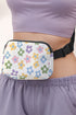 White Dainty Flower Printed Canvas Crossbody Bag