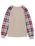 casual-plaid-splicing-button-decor-long-sleeve-knit-hoodie
