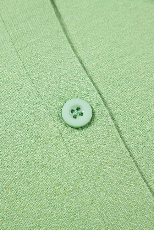 Green Holiday Jacquard Pattern Short Sleeve Cardigan