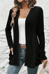 Black Ribbed Open Front Knitted Top with Pockets