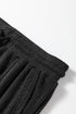Black Ribbed Drawstring Active Jogger Pants