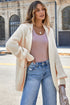 Beige Solid Color Knit Lapel Collar Single Button Sweater Cardigan