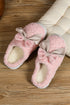 Pink Contrast Bowknot Applique Plush Winter Slippers (Bow Colors May Differ by Batch)