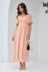 Pink Floral Print Button Smocked Bodice Long Dress