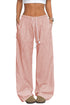 Pink Stripe Drawstring Plus Size Loose Pants