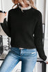 Black Contrast Lace Frilled Trim Raglan Sleeve Sweater