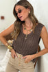 Beige Chunky Cable Knit Tiny Sequin Detail V Neck Sweater Vest