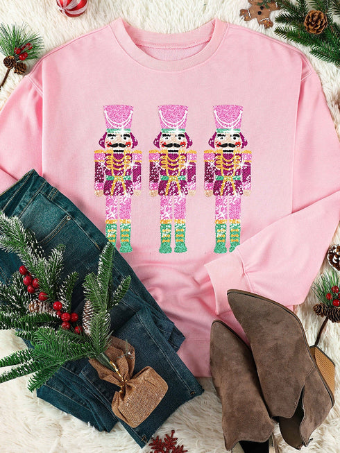 pink-christmas-sequined-neon-nutcrackers-crewneck-sweatshirt