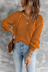 Orange Drop Shoulder Back Cut-out Sweater with Tie