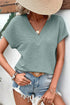 Beau Blue Textured Wide Sleeve V Neck T Shirt