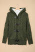 Army Green Fur Hood Horn Button Sweater Cardigan