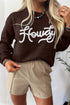 Chicory Coffee Howdy Embroidered Graphic Western Sweater
