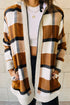 Brown Vintage Plaid Contrast Trim Hooded Zip Up Jacket