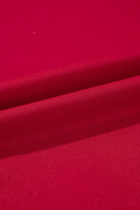 Fiery Red Contrast Bow Decor Dropped Sleeve Crewneck Sweatshirt