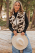 Brown Western Cow Spots Snap Button Sherpa Vest