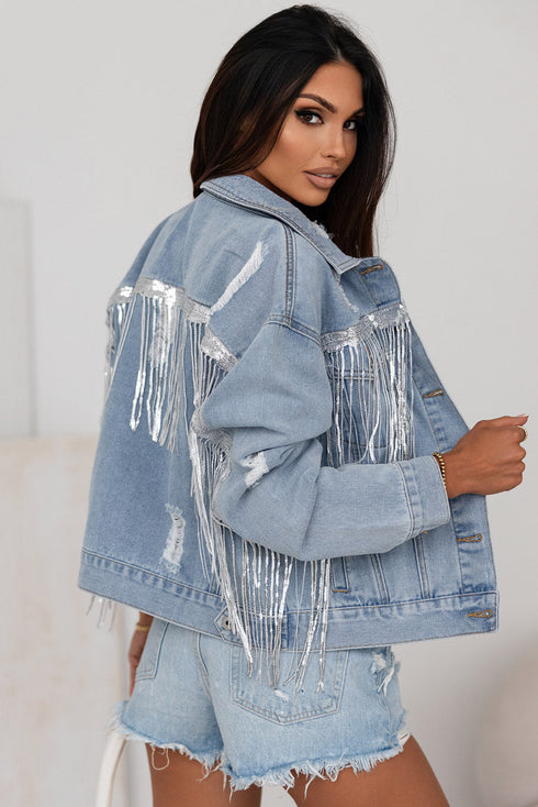 sky-blue-sequin-embellished-fringe-distressed-denim-jacket