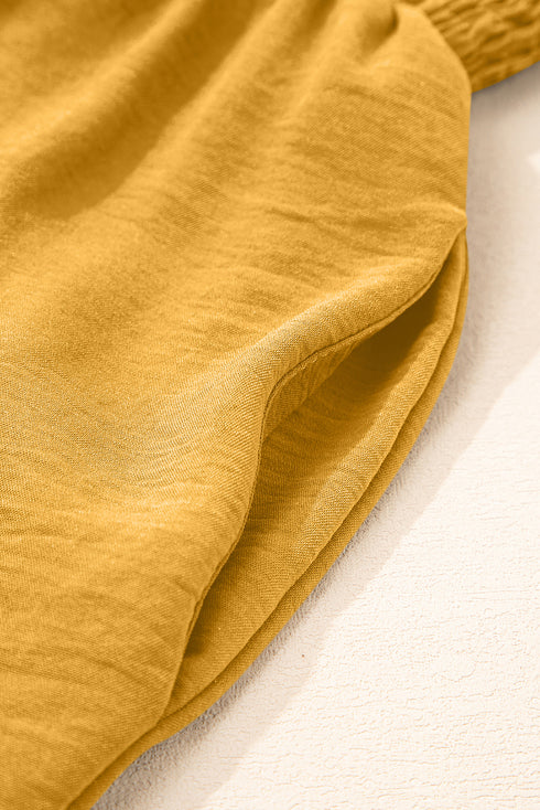 Ginger Smocked Sleeveless Wide Leg Jumpsuit with Pockets