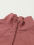 brown-zip-up-stand-collar-ribbed-thumbhole-sleeve-sweatshirt