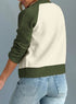 Blackish Green Color Block Ribbed Knit Button Down Sweater Cardigan