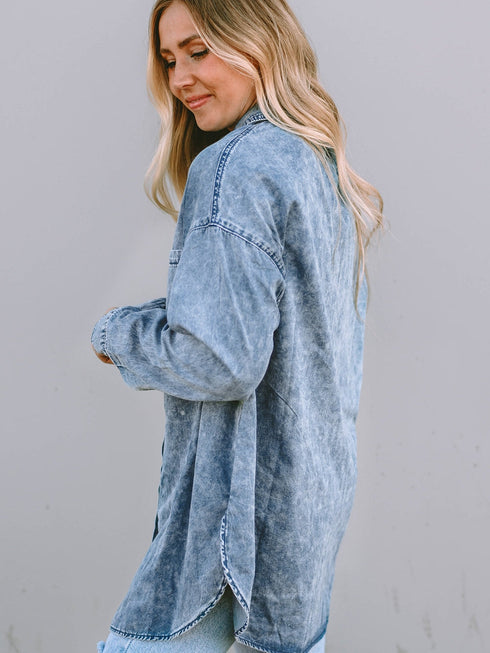 casual-elastic-belt-cuffed-sleeve-denim-hooded-jackets