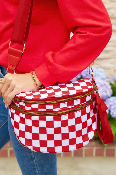 checkered print bag