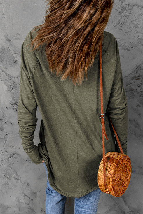 green-halloween-boo-print-long-sleeve-graphic-t-shirt