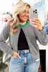 Black Stripe Plus Size Contrast Ribbed Trim Button Down Sweater Cardigan