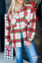 Red Christmas Plaid Casual Flannel Shacket