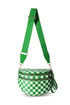 Green Checkered Print Wide Strap Large Crossbody Bag