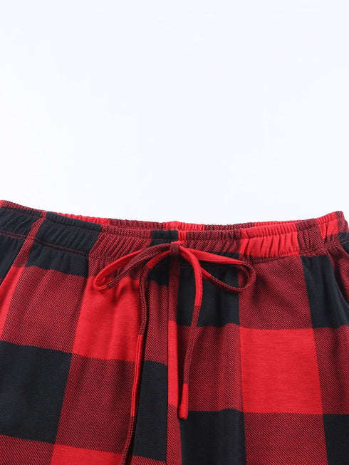 fiery-red-plaid-merry-christmas-graphic-loungewear-set