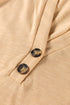 Light French Beige Solid Color Button V Neck Long Sleeve Top