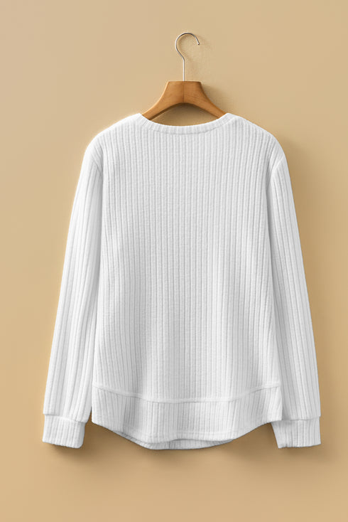 white ribbed knit top