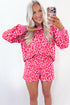 Pink Leopard Print Animal Pullover Shorts 2pcs Outfit