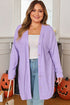 Orchid Petal Plus Size Waffle Knit Button Front Cardigan
