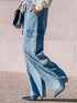 Cargo Blue Wide Leg Drawstring Jeans with High Waist