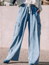 Cargo Blue Wide Leg Drawstring Jeans with High Waist