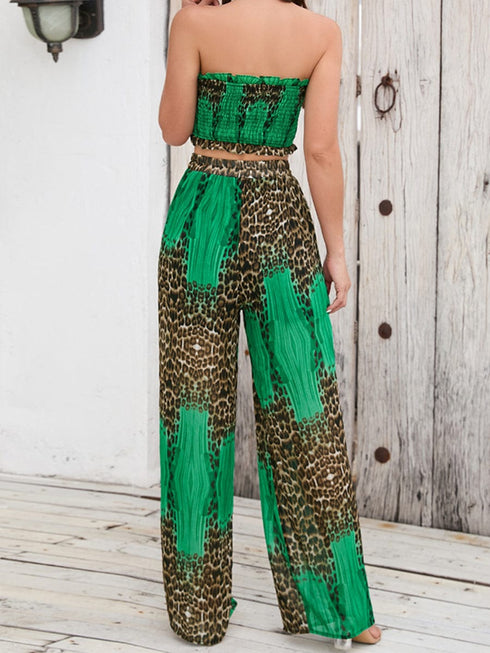 Casual And Trendy Slim Halter Print Set