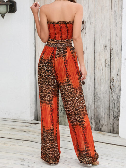 Casual And Trendy Slim Halter Print Set