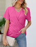 Casual And Vibrant Multicolor Knotted Short Sleeve V Neck T Shirt