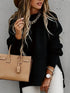 Casual Chunky Knit Mock Neck Long Sleeve Split Pullover Sweater