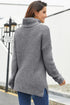 Casual Chunky Knit Mock Neck Long Sleeve Split Pullover Sweater