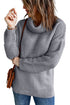 Casual Chunky Knit Mock Neck Long Sleeve Split Pullover Sweater